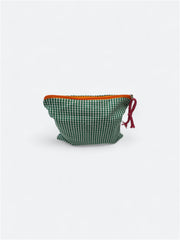 Зелена косметичка з фактурної тканини