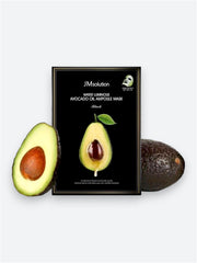 JMSolution Water Luminous Avocado Oil Ampoule Mask Plus корейська тканинна маска з олією авокадо для зволоження та живлення шкіри
