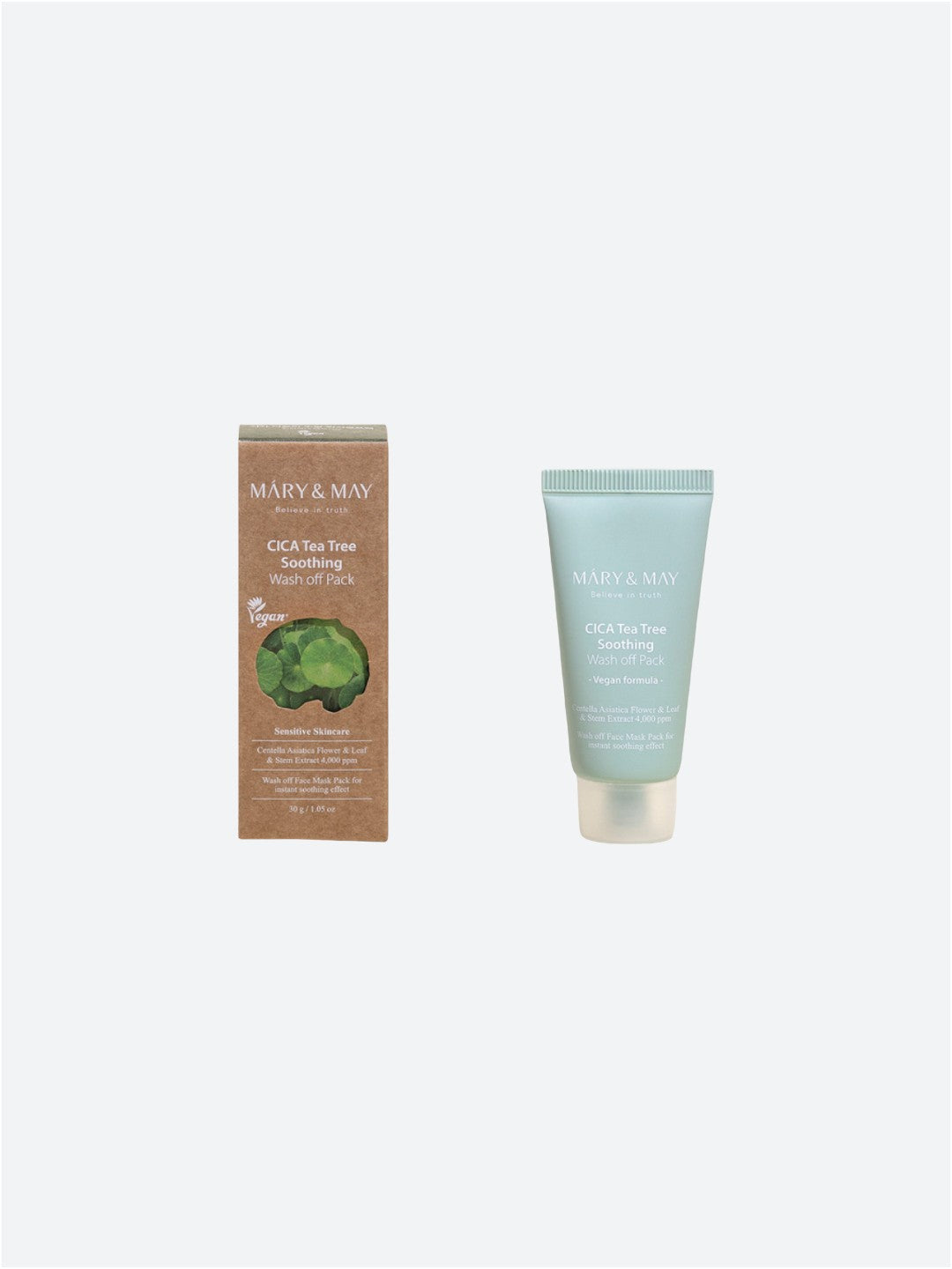 Mary & May CICA TeaTree Soothing Wash Off Pack — заспокійлива змивна маска з центеллою та чайним деревом